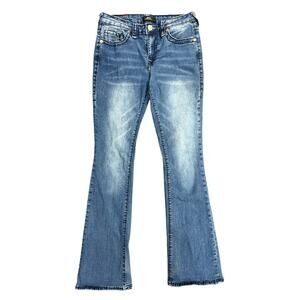 True Religion Women's Denim Jeans Becca Mid Rise Big T Bootcut Dark Wash Size 27